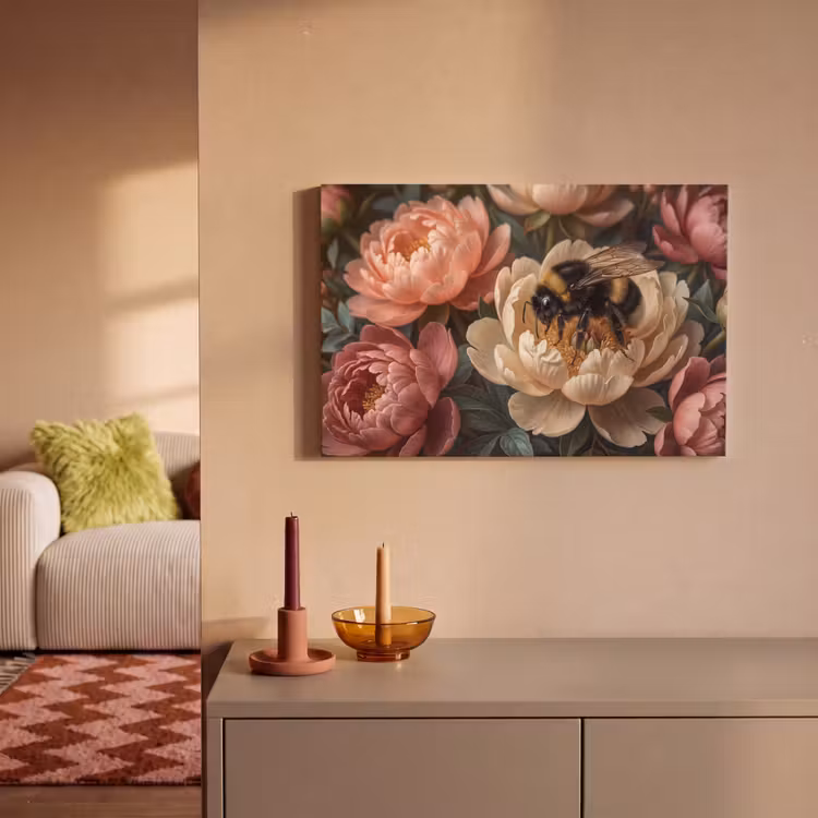 Bloemen - Insect - Natuur - Roze canvas 2cm klein -sfeer1