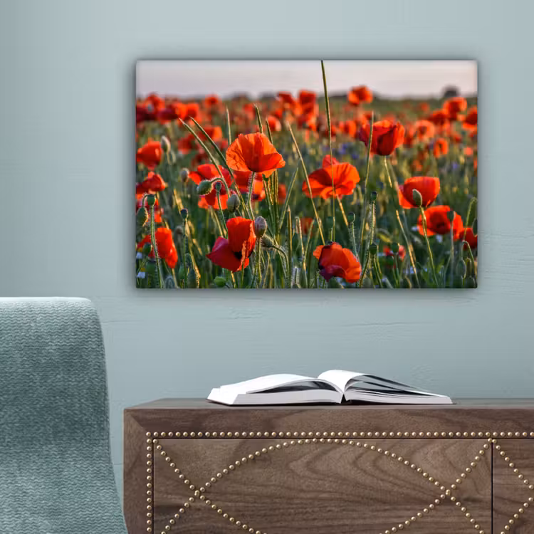 Bloemen - Klaprozen - Natuur - Rood canvas 2cm klein -sfeer4