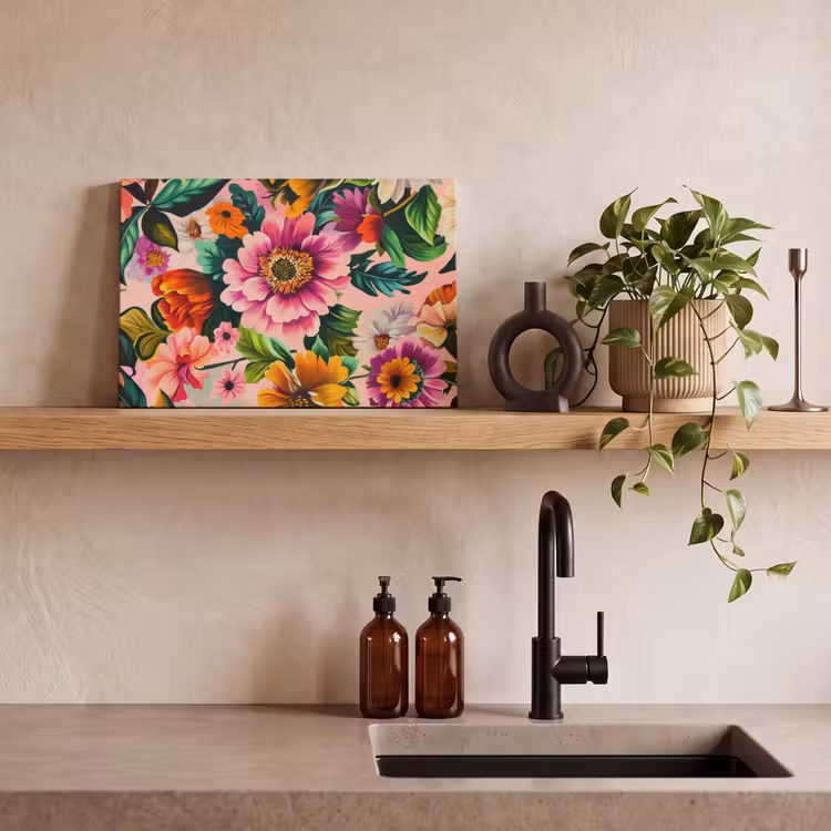 Bloemen - Kleurrijk - Roze canvas 2cm klein -sfeer3