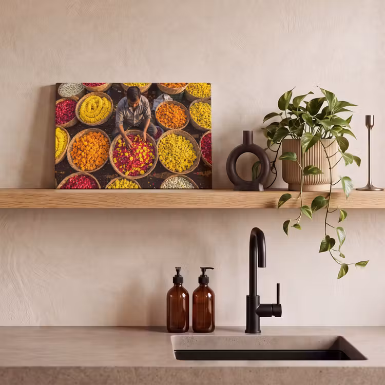 Canvas schilderij - Bloemen - Markt - Kleurrijk - Bloemen - Markt - Kleurrijk canvas 2cm klein
