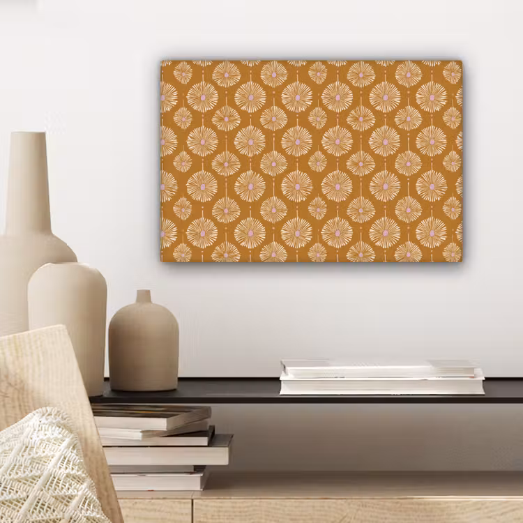 Bloemen - Modern - Oker canvas 2cm klein 34 -sfeer6
