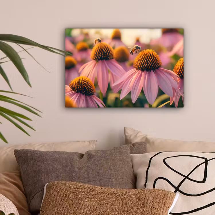 Bloemen - Paars - Bijen canvas 2cm klein -sfeer1