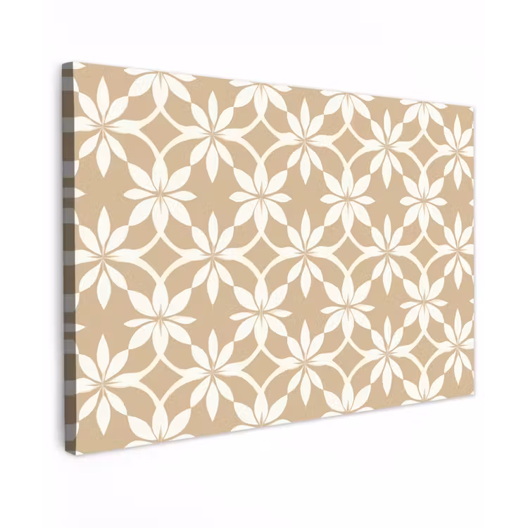 Bloemen - Patroon - Beige canvas 2cm klein 34 -z3d