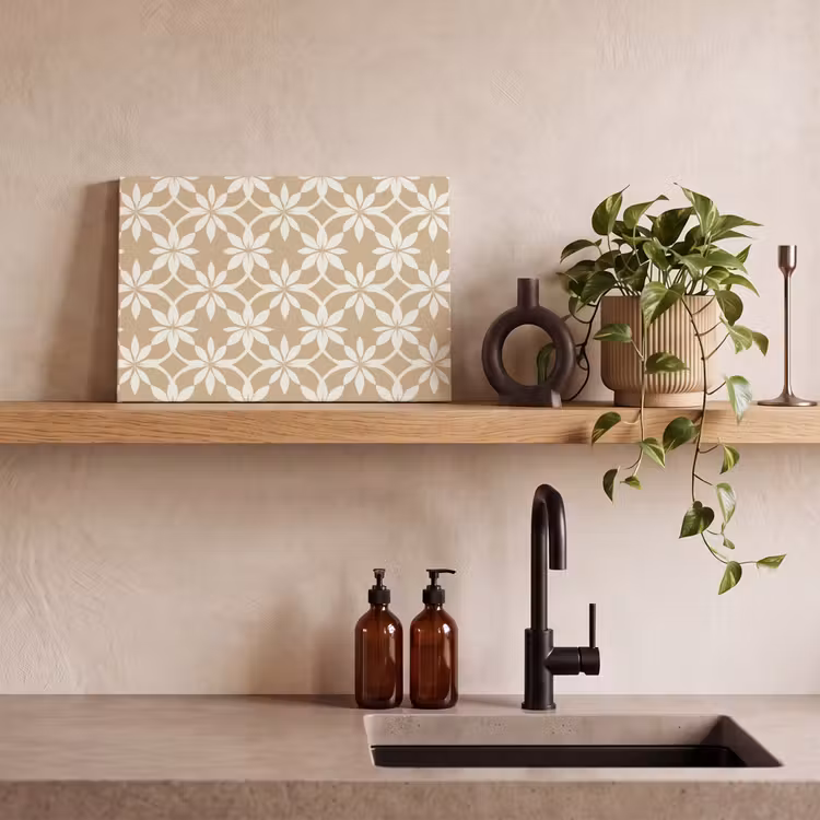 Bloemen - Patroon - Beige canvas 2cm klein 34 -sfeer3