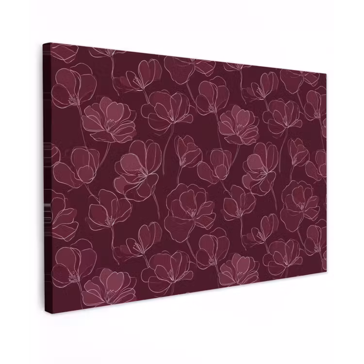 Bloemen - Patroon - Bordeauxrood canvas 2cm klein 34 -z3d