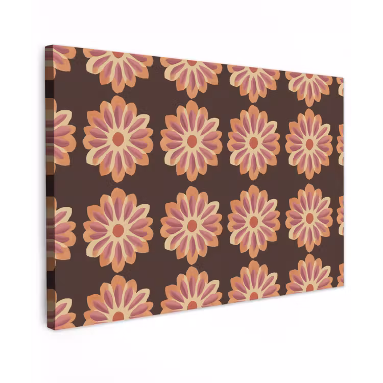 Bloemen - Patroon - Bruin canvas 2cm klein 34 -z3d