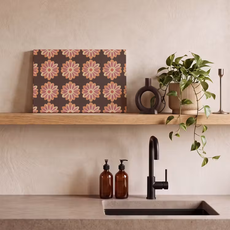 Bloemen - Patroon - Bruin canvas 2cm klein 34 -sfeer3