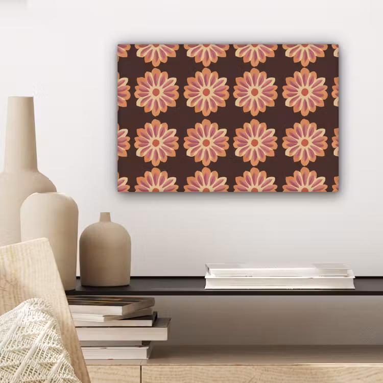 Bloemen - Patroon - Bruin canvas 2cm klein 34 -sfeer6