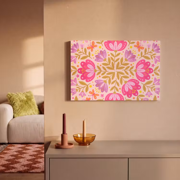 Bloemen - Patroon - Natuur - Abstract - Roze canvas 2cm klein -sfeer1