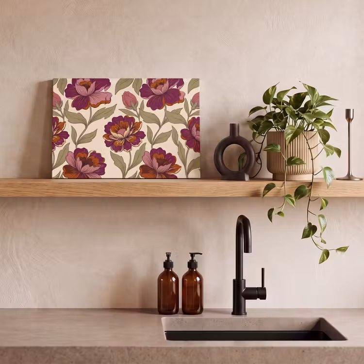 Bloemen - Patroon - Natuur - Modern - Paars canvas 2cm klein -sfeer3