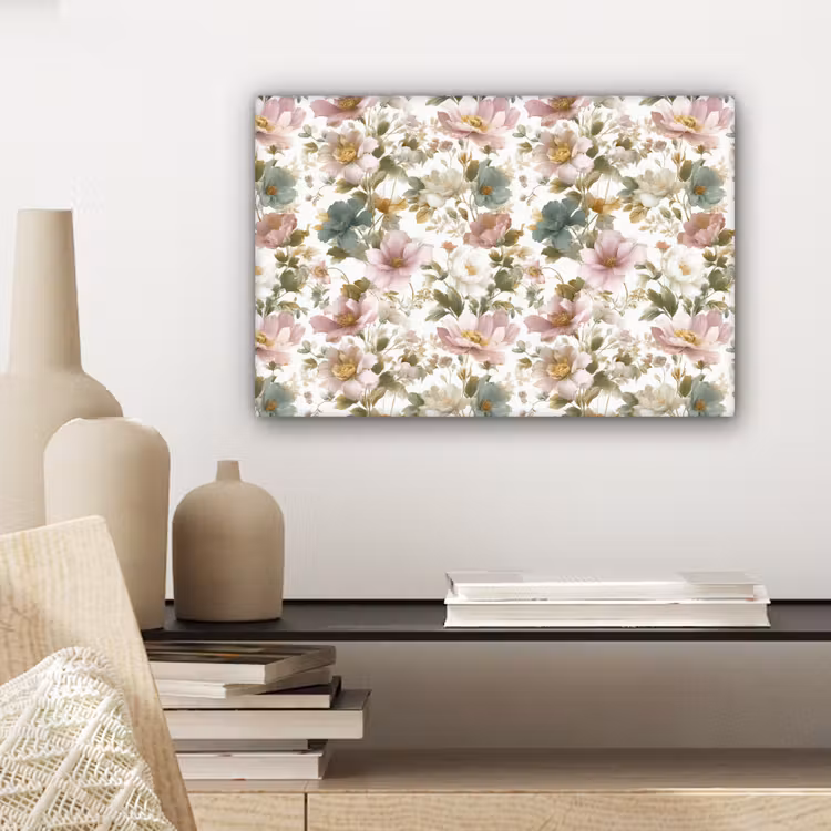 Bloemen - Patroon - Pastel canvas 2cm klein 34 -sfeer6