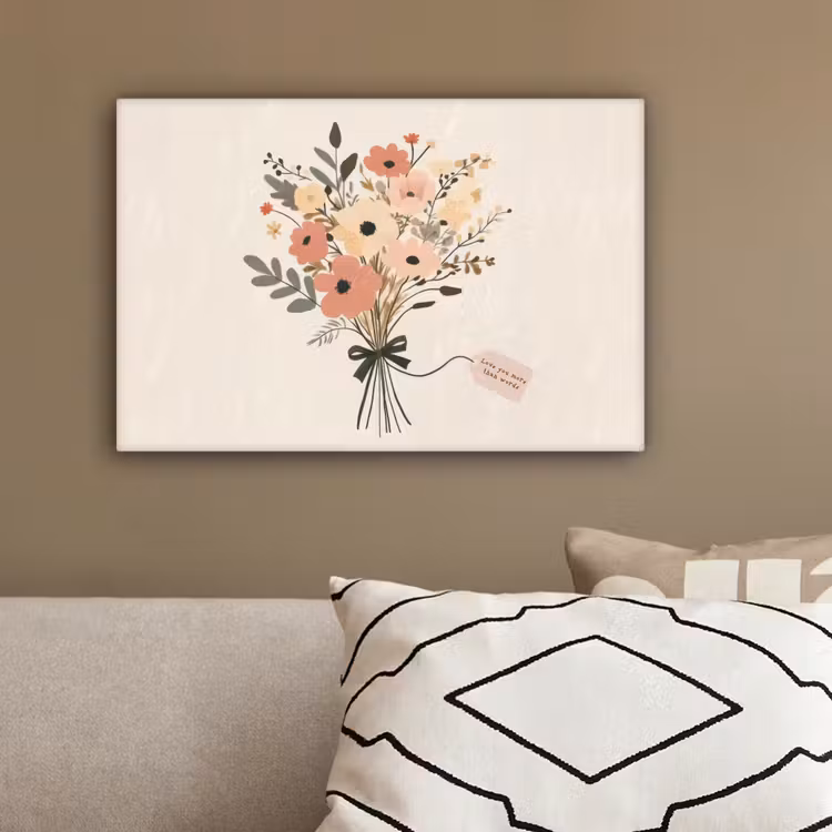 Bloemen - Quote - Beige - Lint canvas 2cm klein -sfeer3