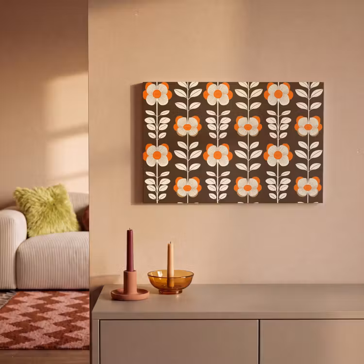 Bloemen - Retro - Bruin canvas 2cm klein 34 -sfeer1