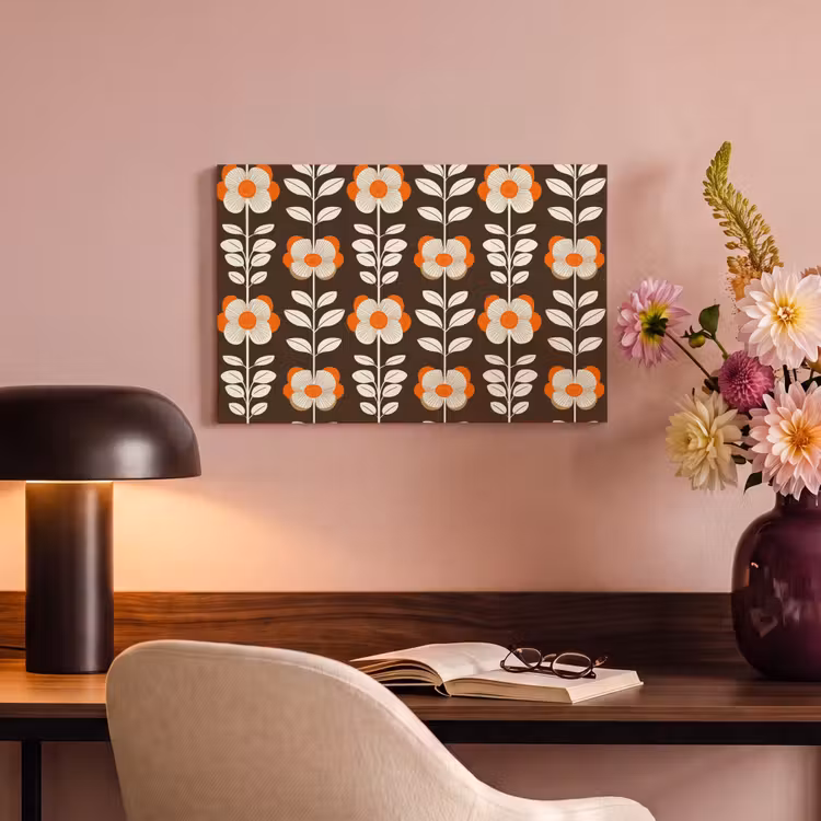 Bloemen - Retro - Bruin canvas 2cm klein 34 -sfeer4