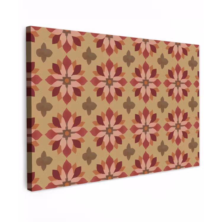 Bloemen - Retro - Groen canvas 2cm klein 34 -z3d
