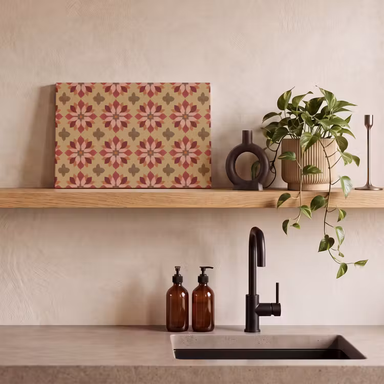 Bloemen - Retro - Groen canvas 2cm klein 34 -sfeer3