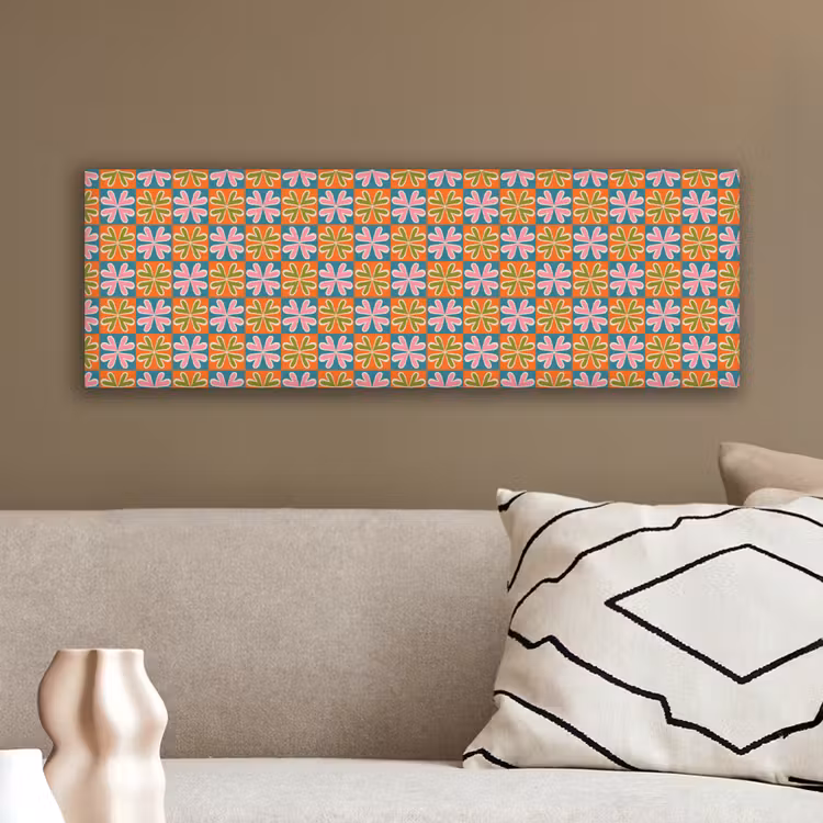 Bloemen - Retro - Patroon - Kleurrijk canvas 2cm klein 828 -sfeer3