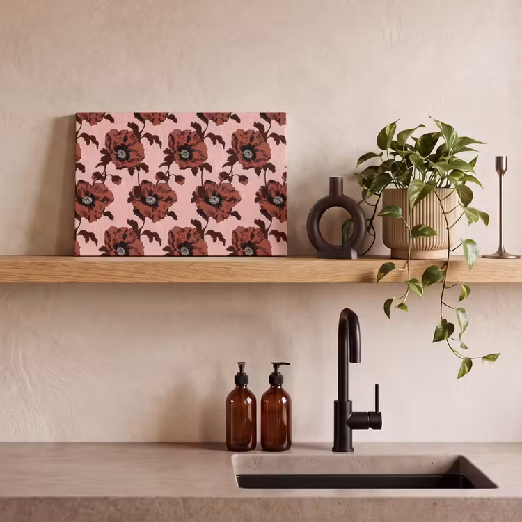 Bloemen - Retro - Rood canvas 2cm klein 34 -sfeer3