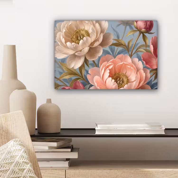 Bloemen - Roze - Beige - Modern - Natuur canvas 2cm klein -sfeer6
