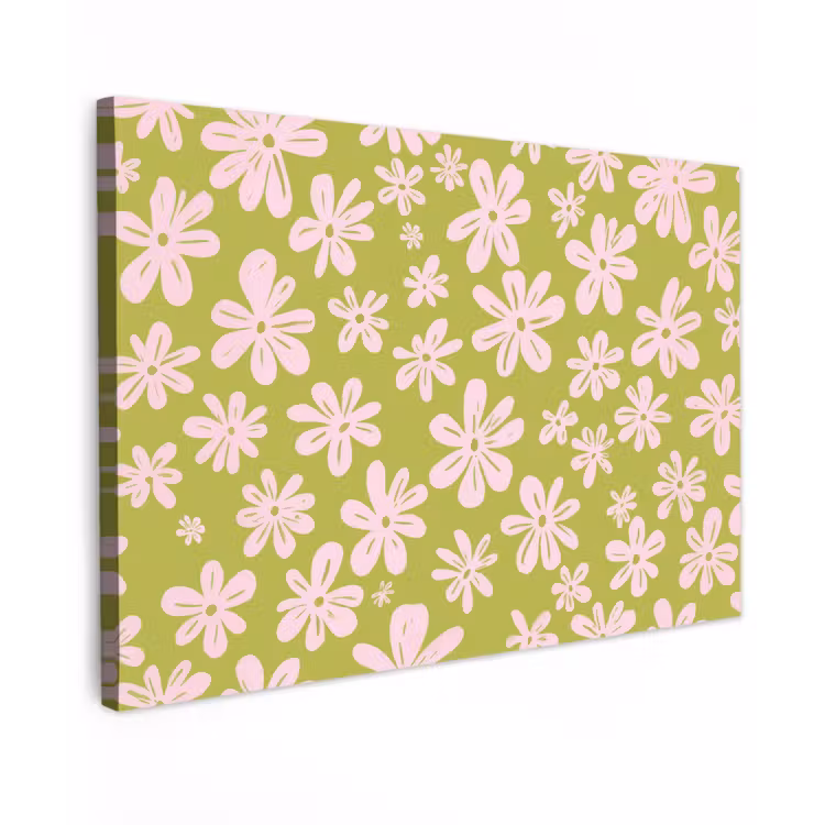 Bloemen - Roze - Getekend - Patroon canvas 2cm klein -z3d