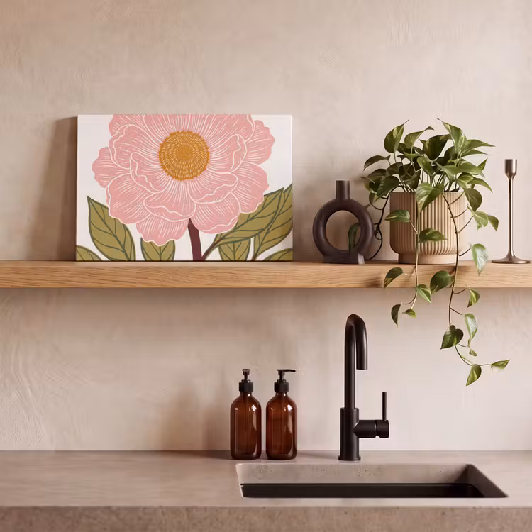 Canvas schilderij - Bloemen - Roze - Illustratie - Bloemen - Roze - Illustratie canvas 2cm klein