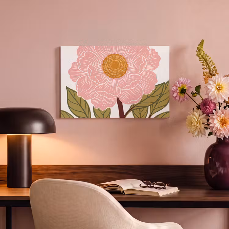 Canvas schilderij - Bloemen - Roze - Illustratie - Bloemen - Roze - Illustratie canvas 2cm klein