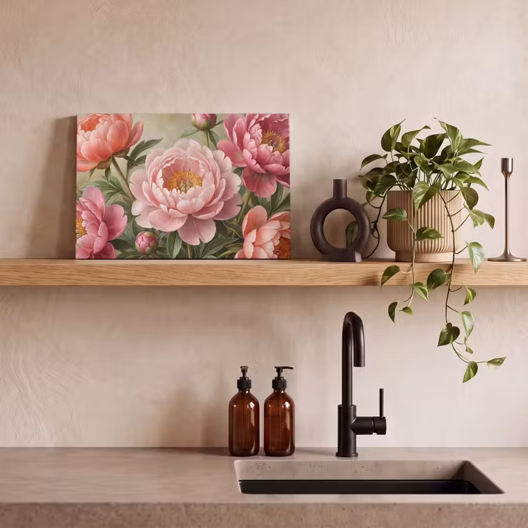 Bloemen - Roze - Klassiek - Gedetailleerd - Natuur canvas 2cm klein -sfeer3