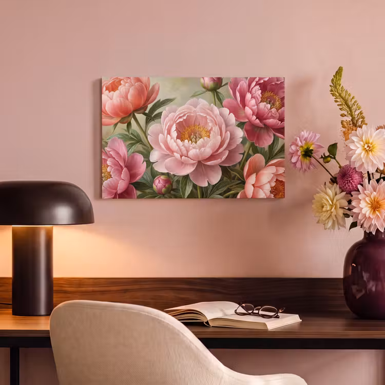 Bloemen - Roze - Klassiek - Gedetailleerd - Natuur canvas 2cm klein -sfeer4