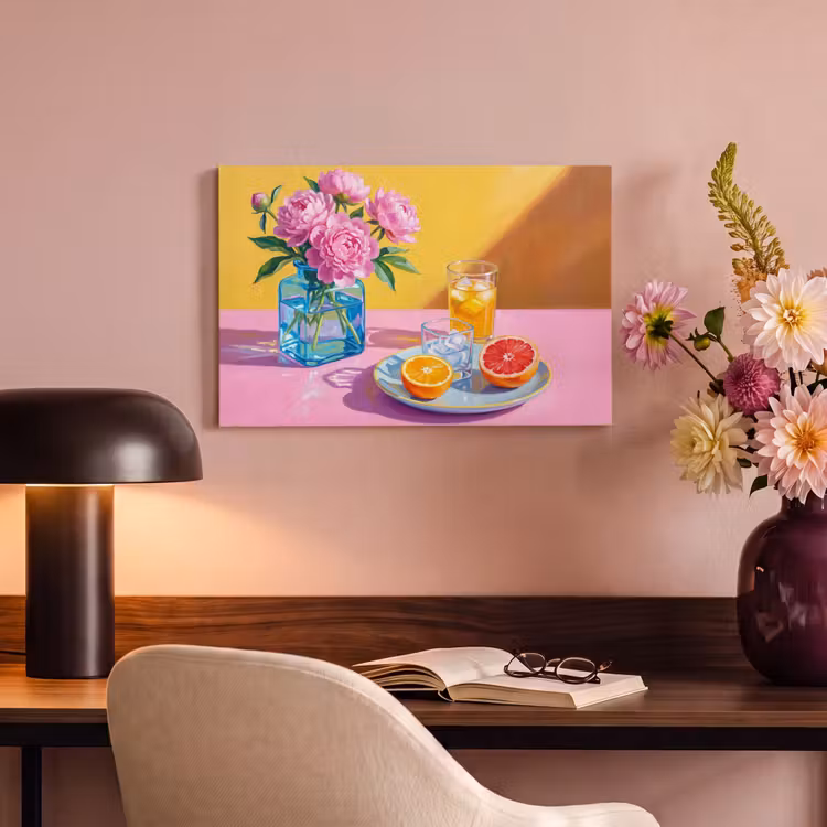 Canvas schilderij - Bloemen - Roze - Modern - Bloemen - Roze - Modern canvas 2cm klein
