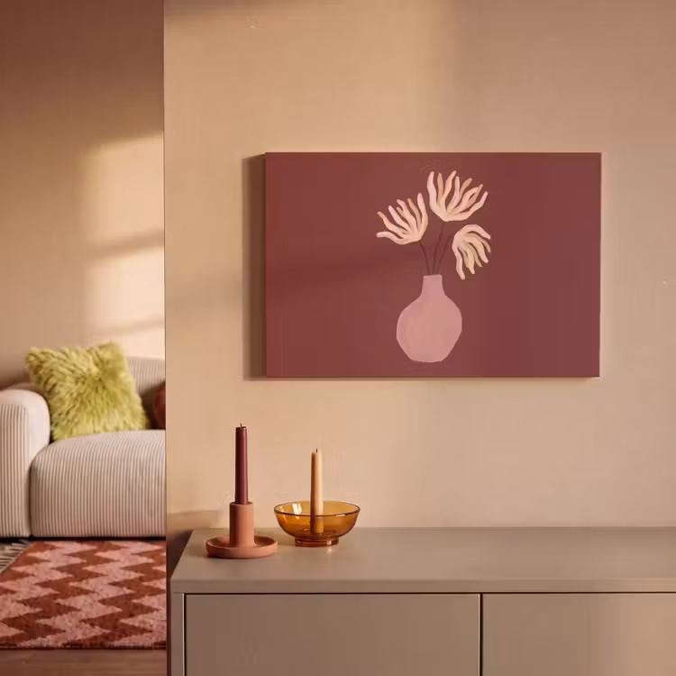 Bloemen - Vaas - Abstract - Modern - Aardetinten canvas 2cm klein -sfeer1