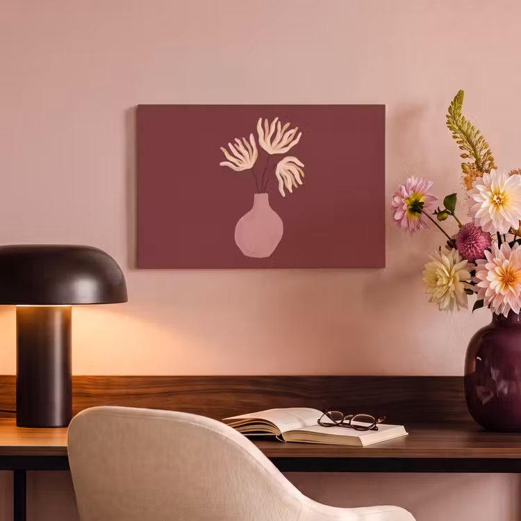 Bloemen - Vaas - Abstract - Modern - Aardetinten canvas 2cm klein -sfeer4