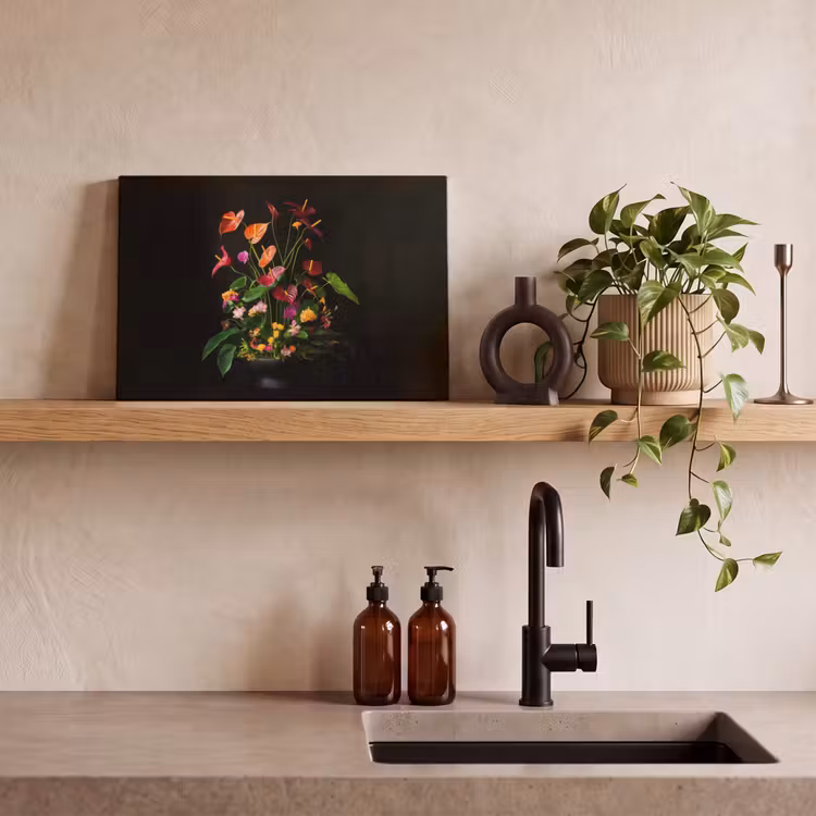 Bloemen - Vaas - Kleurrijk canvas 2cm klein -sfeer3