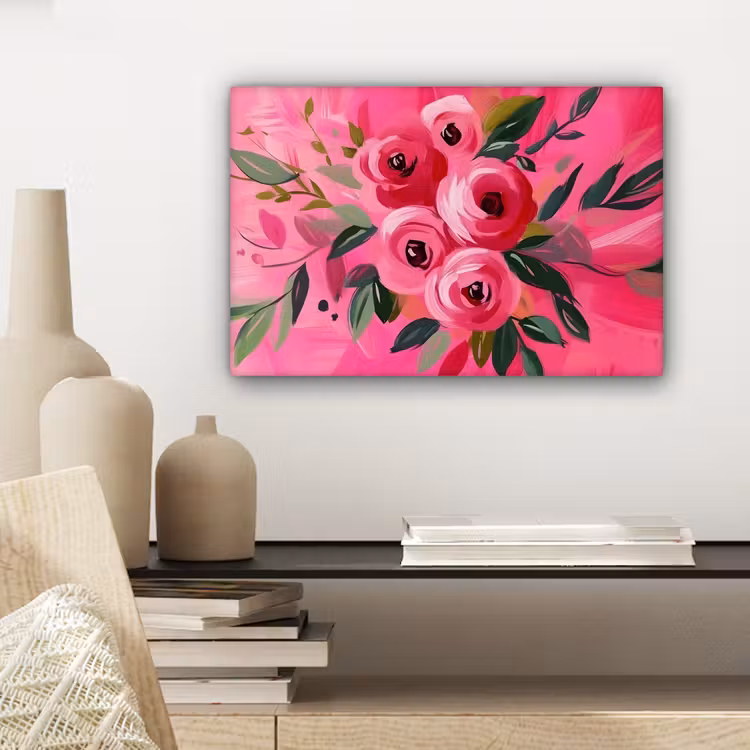 Bloemen - Verf - Roze canvas 2cm klein -sfeer6