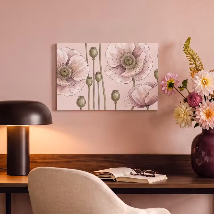 Bloemen - Zomer - Natuur - Aquarel - Roze canvas 2cm klein -sfeer4