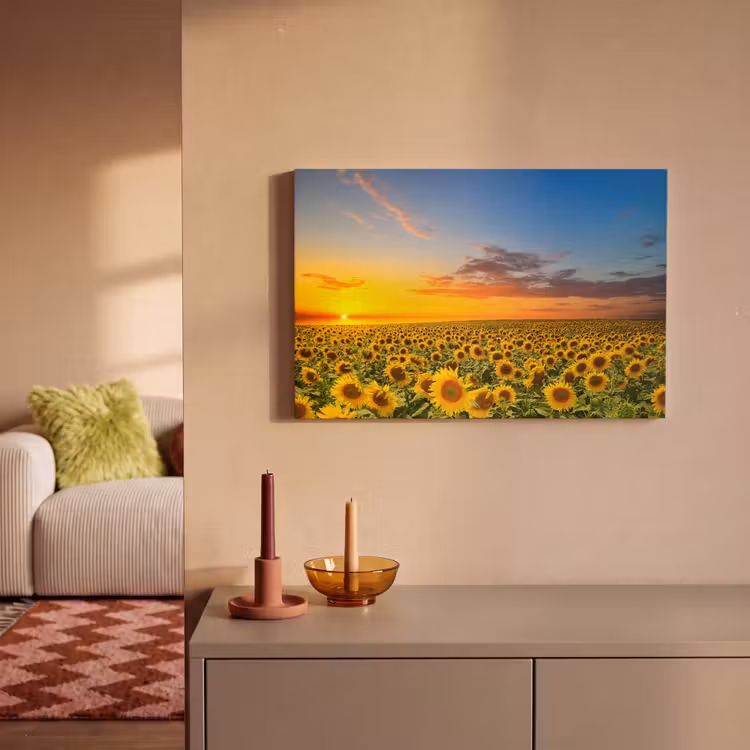 Blumen - Sonnenblume - Sonnenuntergang - Nacht - Orange canvas 2cm klein -sfeer1