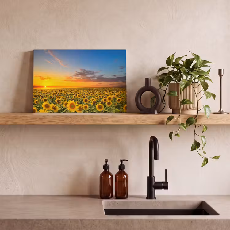 Blumen - Sonnenblume - Sonnenuntergang - Nacht - Orange canvas 2cm klein -sfeer3
