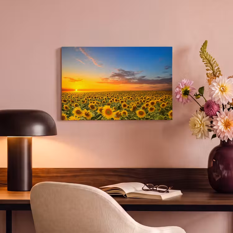 Blumen - Sonnenblume - Sonnenuntergang - Nacht - Orange canvas 2cm klein -sfeer4