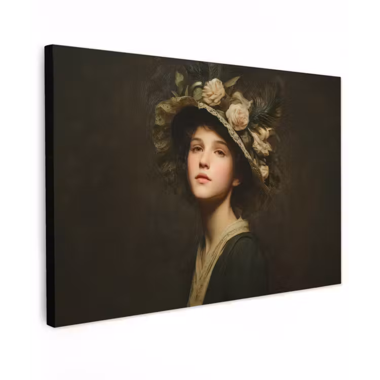 Bloemenhoed - Portret - Vrouw canvas 2cm klein -z3d