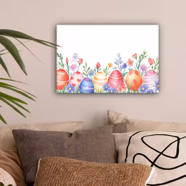 Bloementuin - Kleurrijk - Eieren canvas 2cm klein -sfeer1
