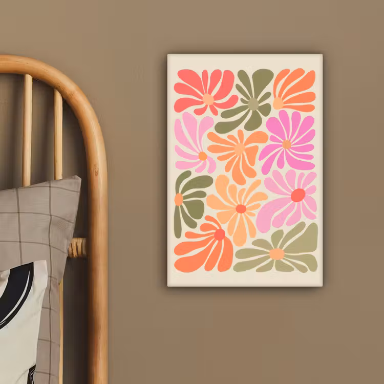 Bloemvormen - Retro - Kleurrijk canvas 2cm klein -sfeer3