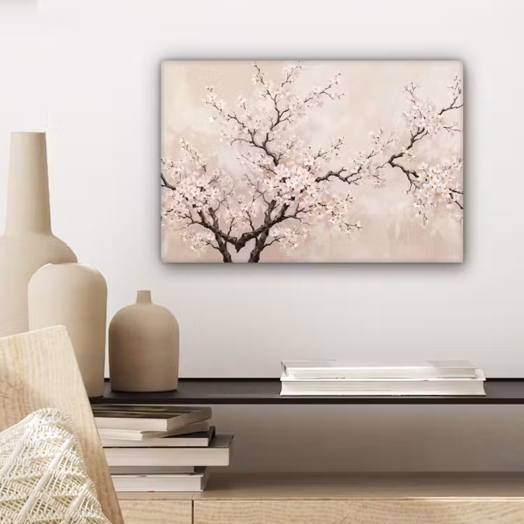Bloesem - Illustratie - Taupe canvas 2cm klein -sfeer6