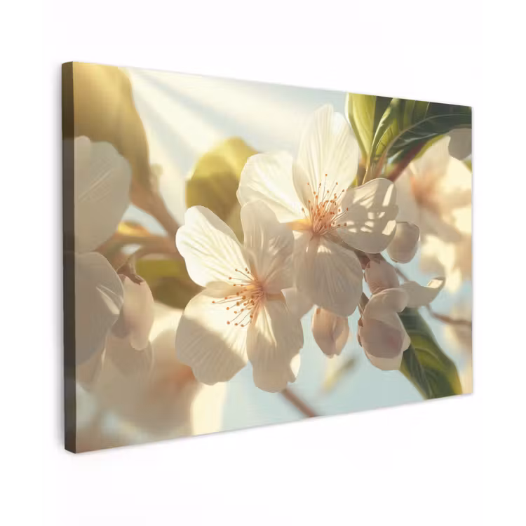 Bloesems - Wit - Zonnestralen - Bloemblaadjes canvas 2cm klein -z3d