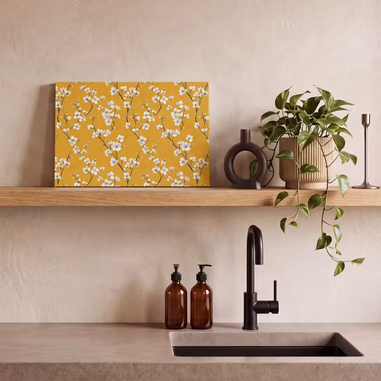 Bloesemtak - Aquarel - Geel canvas 2cm klein 34 -sfeer3