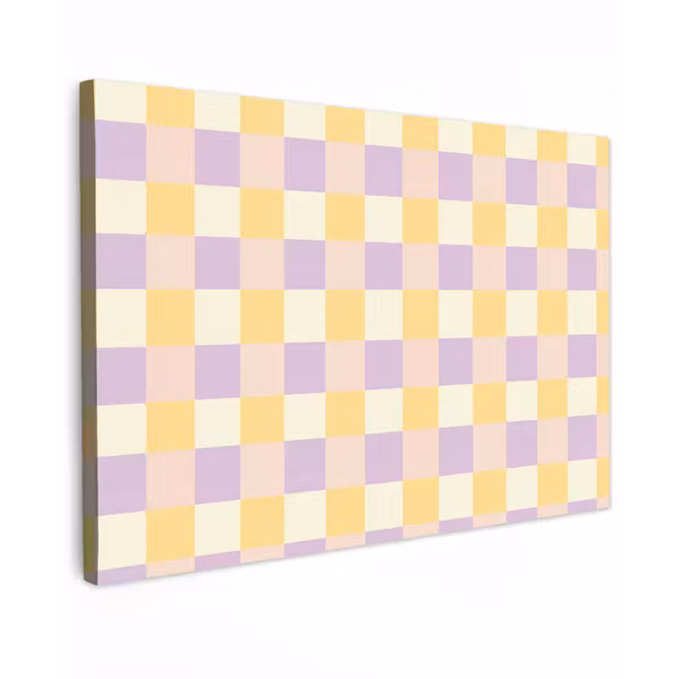 Blokjes - Lila - Geel canvas 2cm klein 34 -z3d