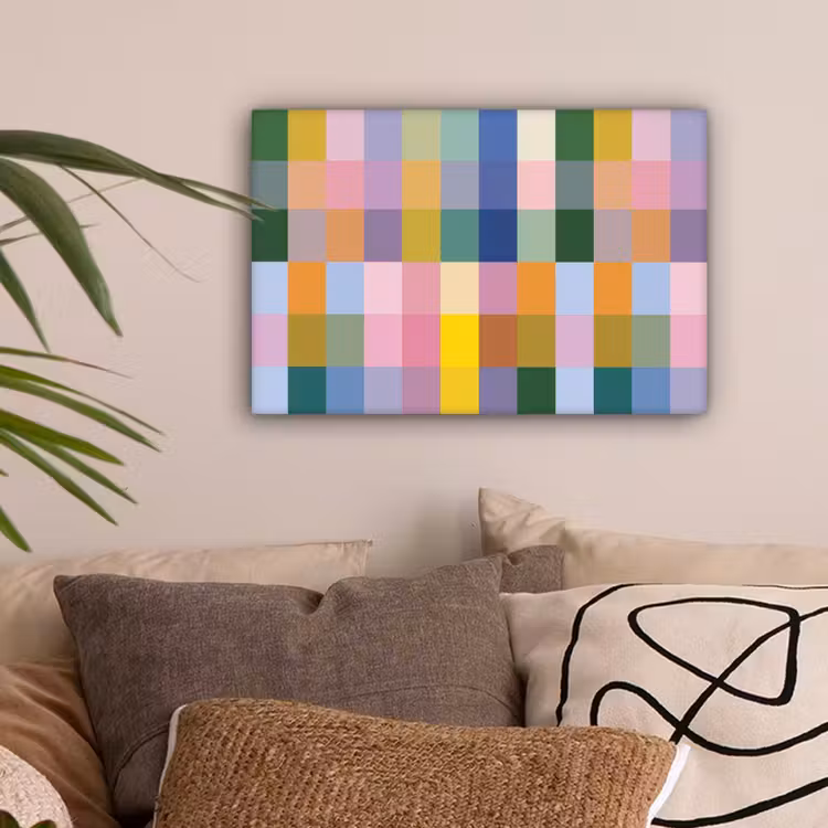 Blokken - Vierkant - Patroon - Gekleurd canvas 2cm klein -sfeer1