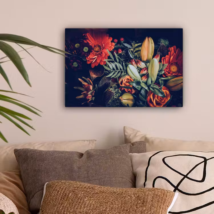 Boeket - Stilleven - Bloemen - Planten - Rood canvas 2cm klein -sfeer1