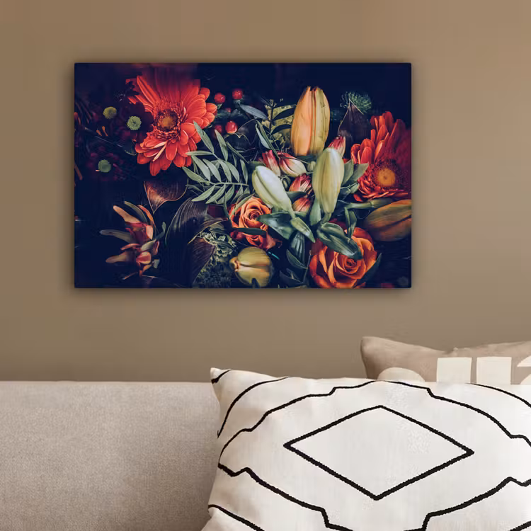 Boeket - Stilleven - Bloemen - Planten - Rood canvas 2cm klein -sfeer3