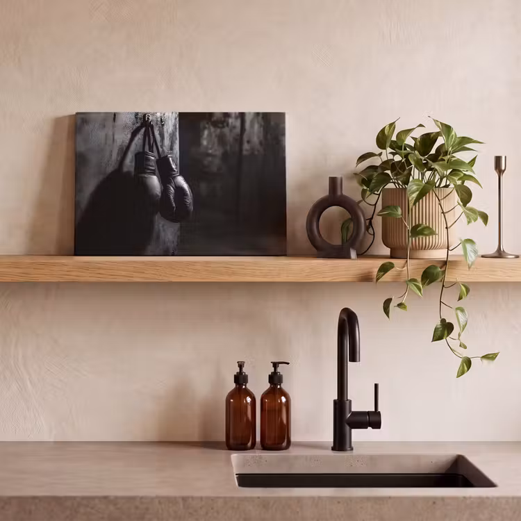 Bokshandschoenen - Muur - Duister - Zwart canvas 2cm klein -sfeer3