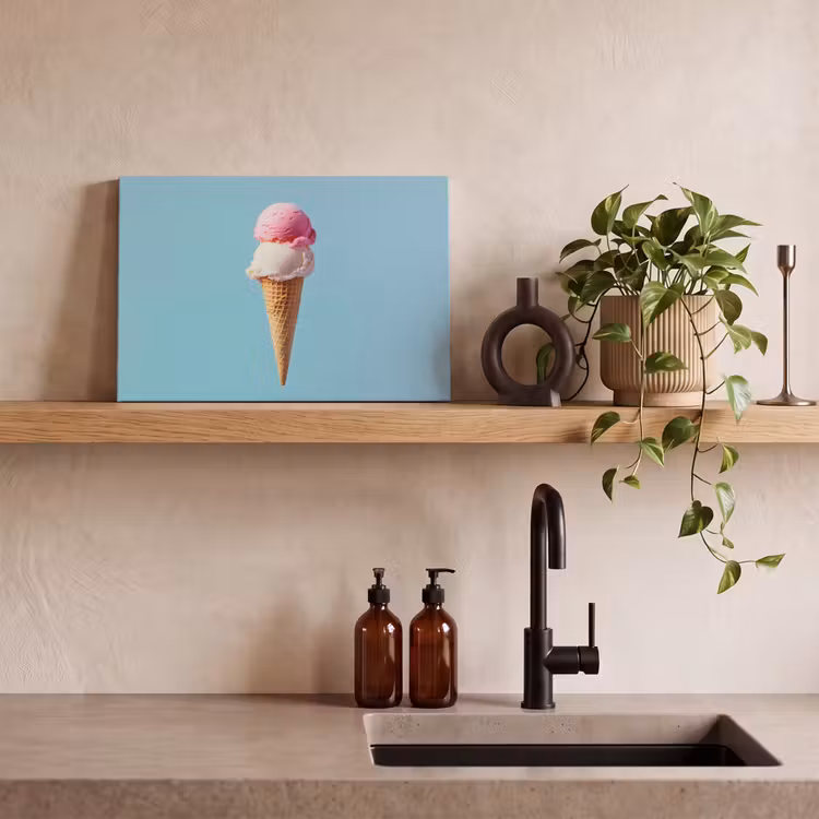 Bolletjes - Schepijs - Hoorntje - Blauw canvas 2cm klein -sfeer3