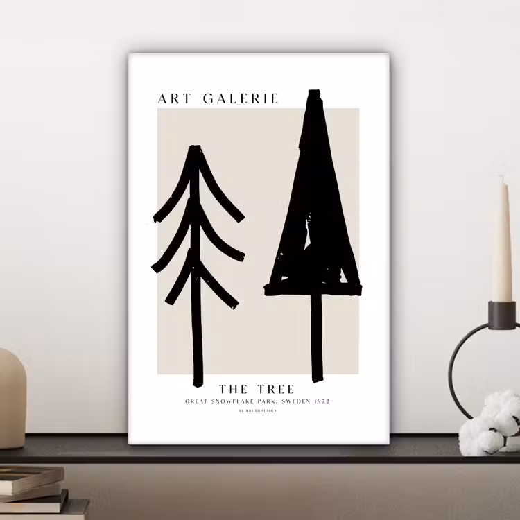 Bomen - Kerst - Zwart - Feest canvas 2cm klein -sfeer6